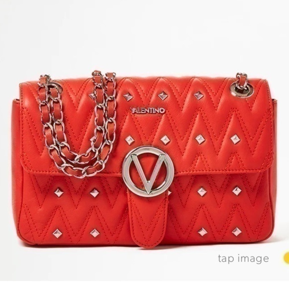 Valentino By Mario Valentino Red Quilted Shoulder Bag